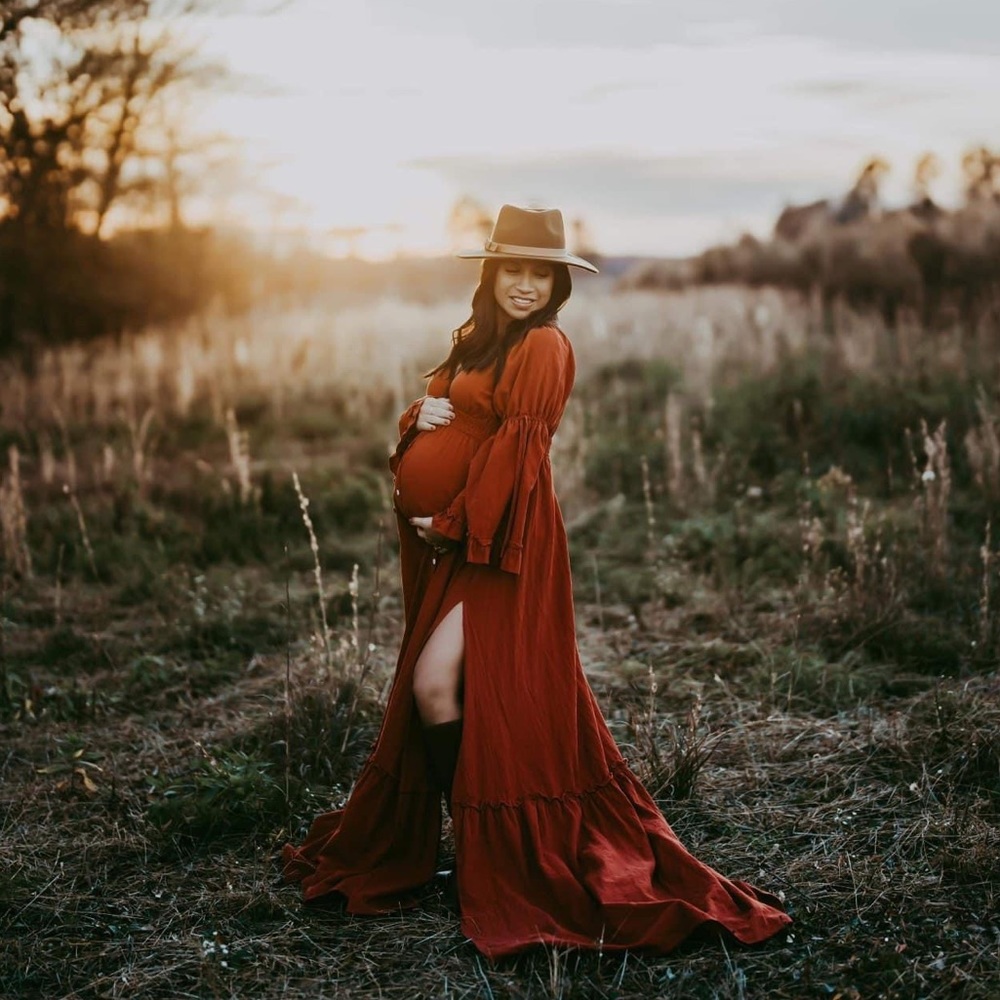 Boho Maternity Dress with Train for photography